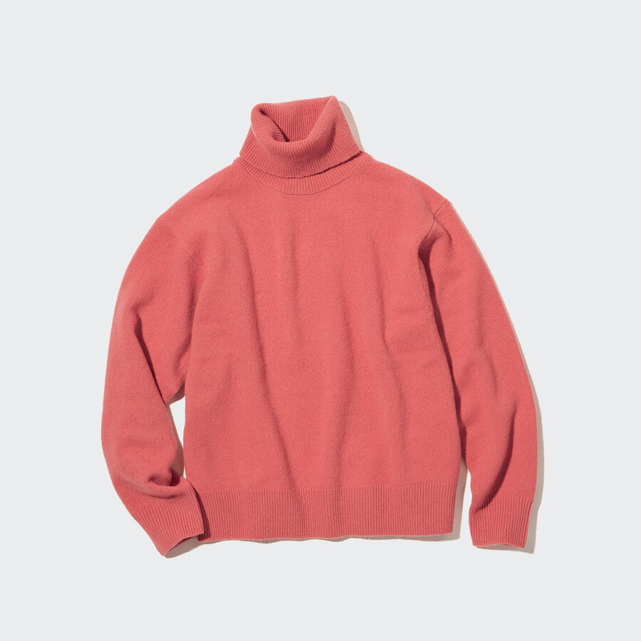 suéteres de lana de cordero uniqlo 100 rosa para mujer