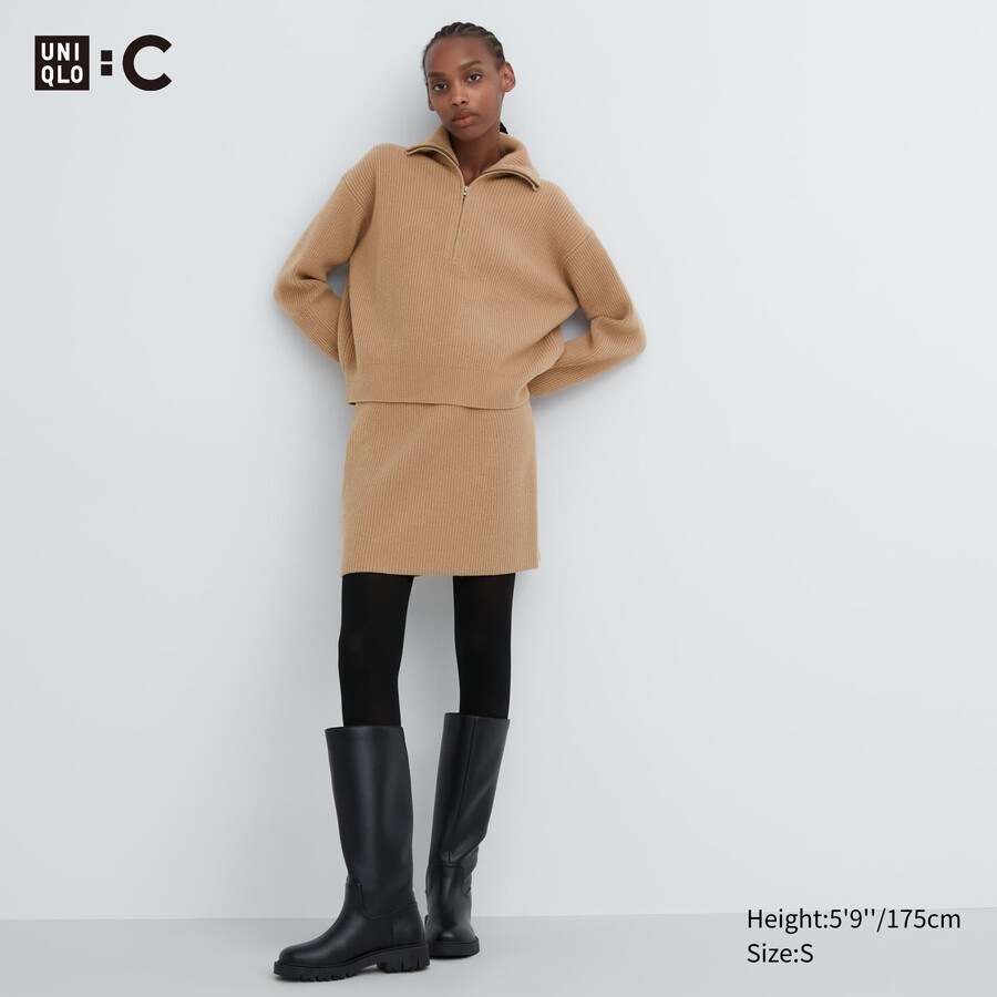 minijerséis de lana de cordero premium uniqlo beige para mujer