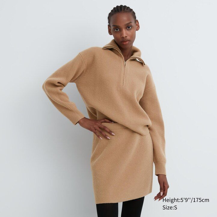minijerséis de lana de cordero premium uniqlo beige para mujer