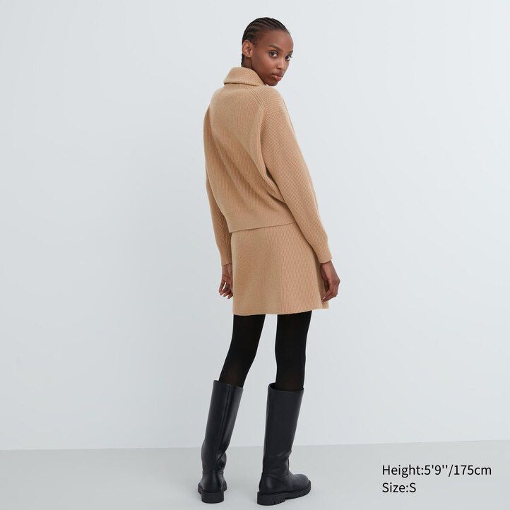 minijerséis de lana de cordero premium uniqlo beige para mujer