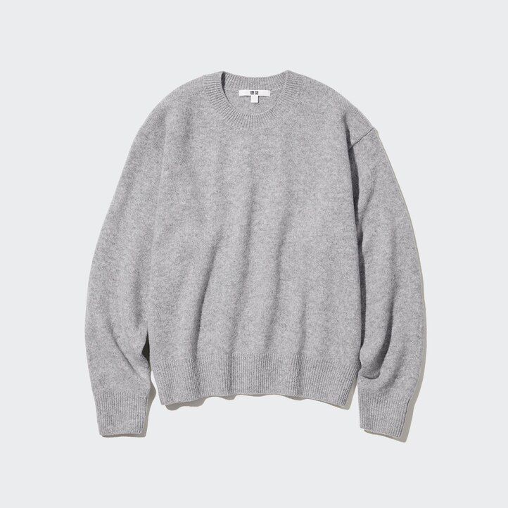 suéteres de cuello redondo de lana de cordero premium uniqlo verdes para mujer