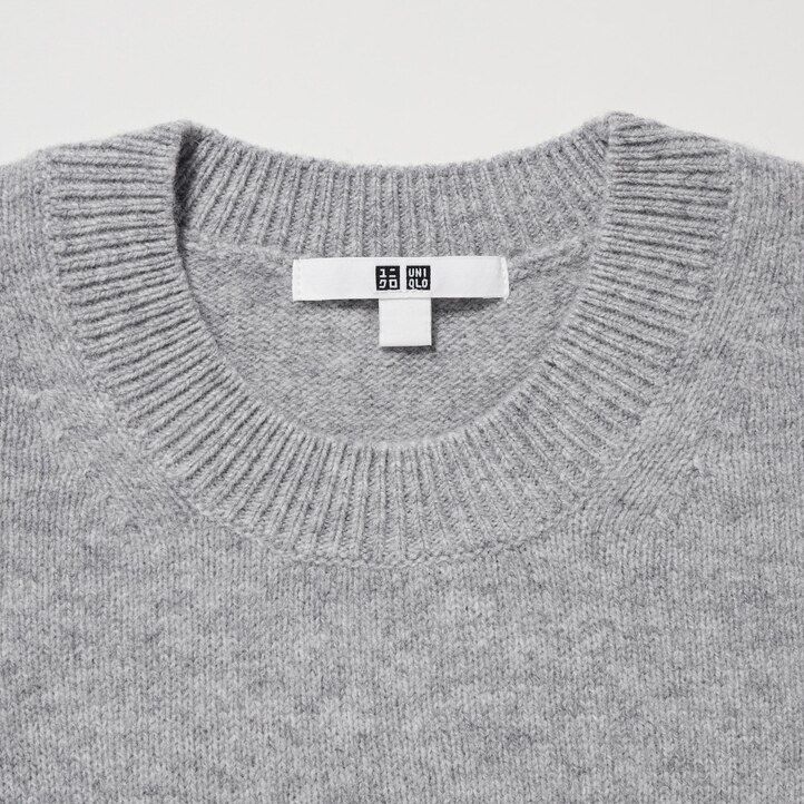 suéteres de cuello redondo de lana de cordero premium uniqlo verdes para mujer