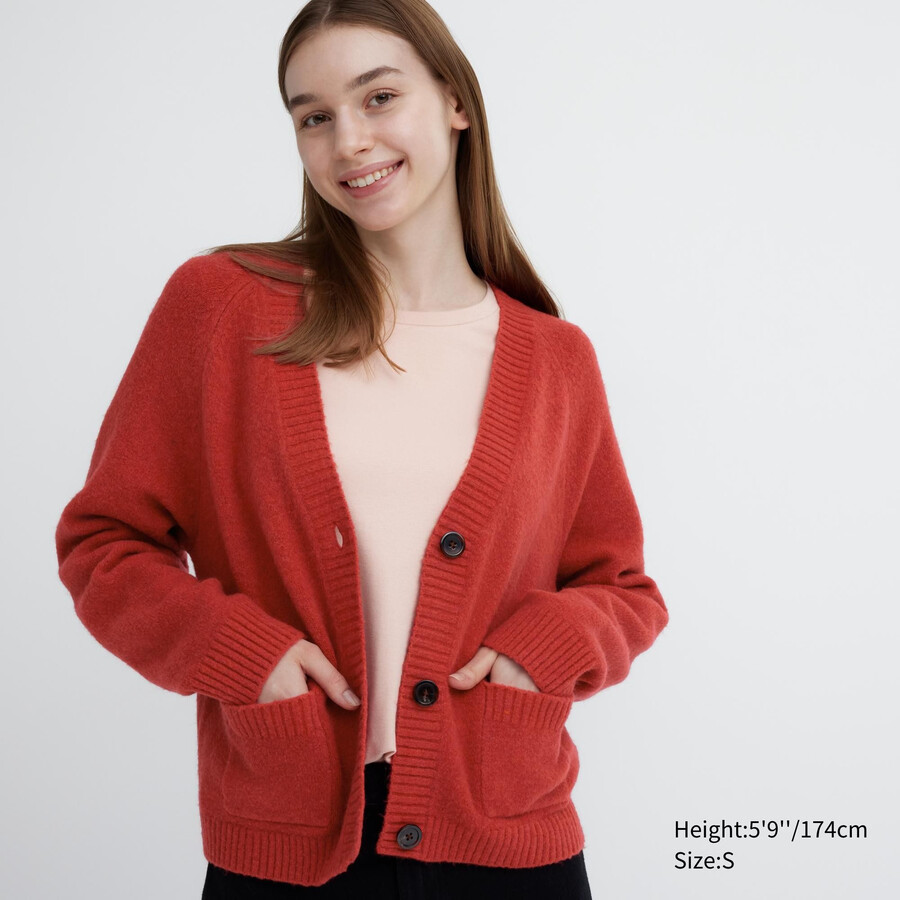 suéteres de hilo souffle de uniqlo para mujer color rojo