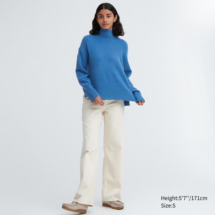 suéteres de cuello alto de hilo soufflé uniqlo verdes para mujer