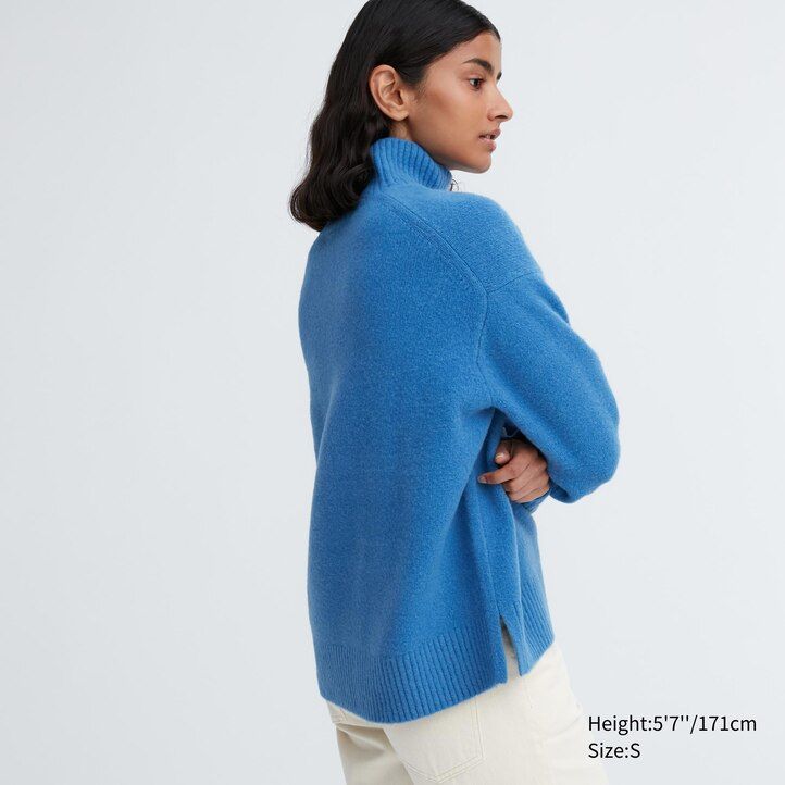 suéteres de cuello alto de hilo soufflé uniqlo verdes para mujer