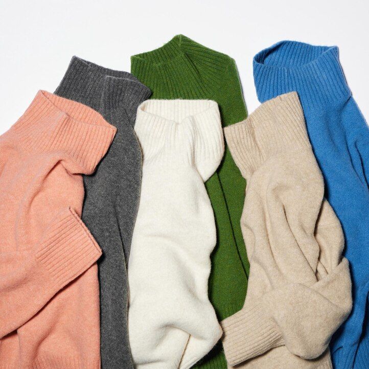 suéteres de cuello alto de hilo soufflé uniqlo verdes para mujer