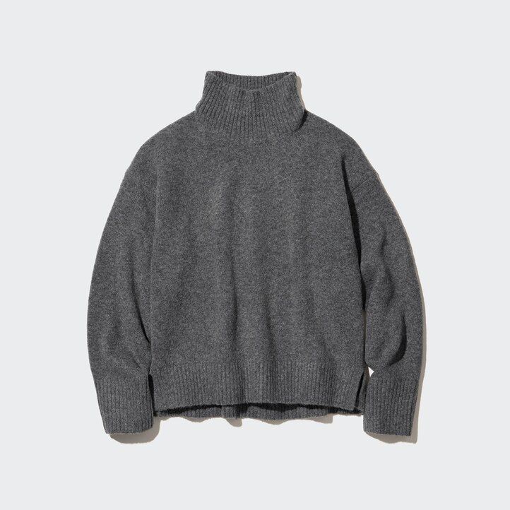 suéteres de cuello alto de hilo soufflé uniqlo verdes para mujer