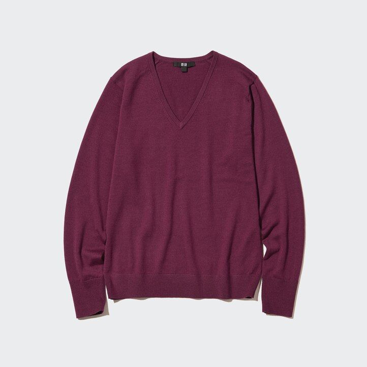 suéteres de cuello en v uniqlo 100 merino extrafino para mujer color verde