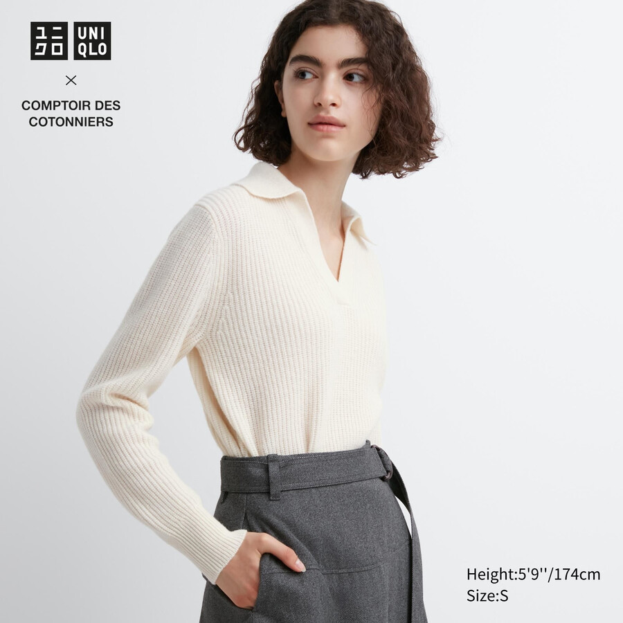 jerséis de punto de lana de cordero uniqlo blancos para mujer