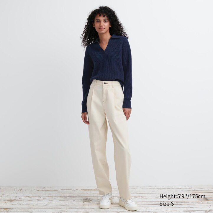 jerséis de punto de lana de cordero uniqlo blancos para mujer