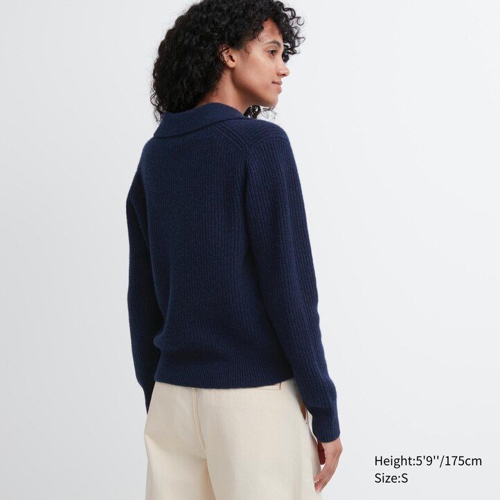 jerséis de punto de lana de cordero uniqlo blancos para mujer