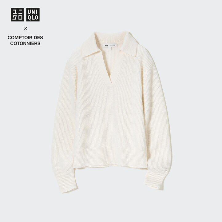 jerséis de punto de lana de cordero uniqlo blancos para mujer