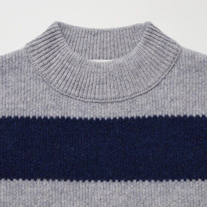 jerséis de lana de cordero a rayas de uniqlo para mujer en gris