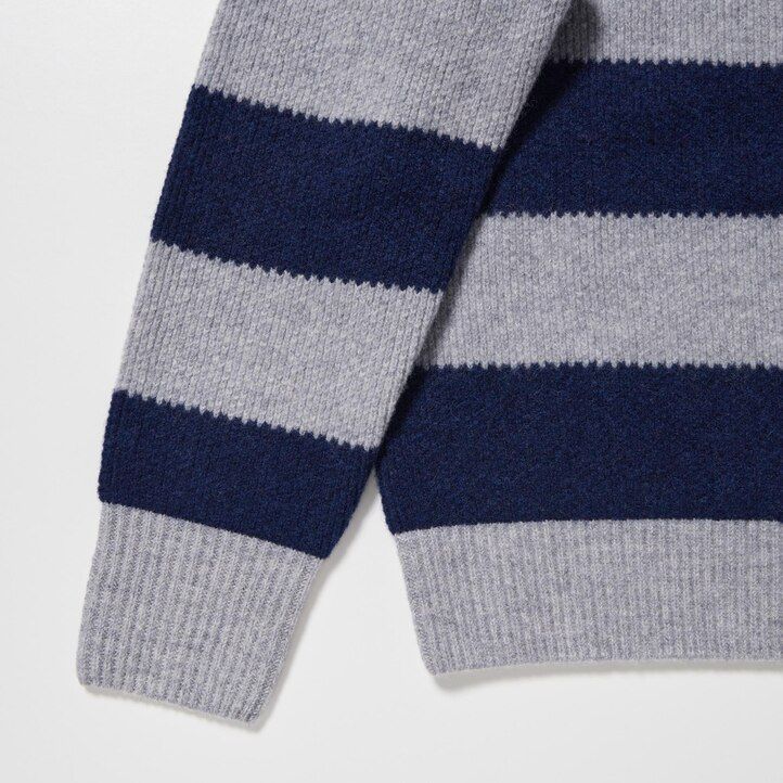 jerséis de lana de cordero a rayas de uniqlo para mujer en gris