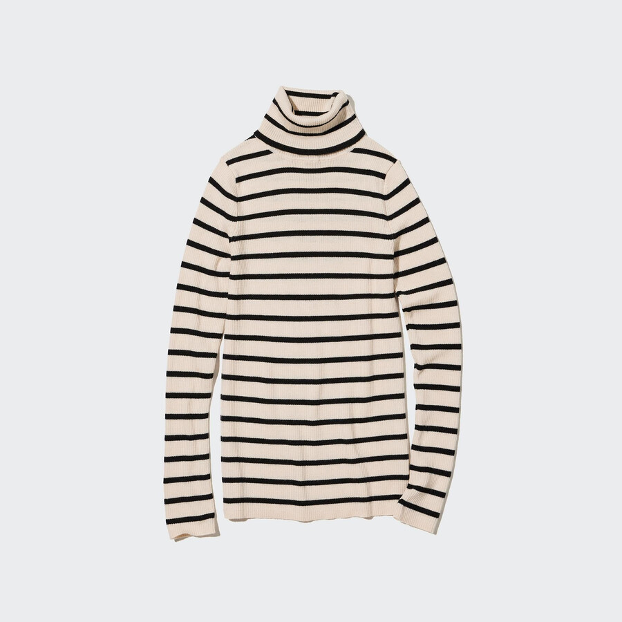 suéteres uniqlo blancos de canalé de merino extrafino 100 para mujer