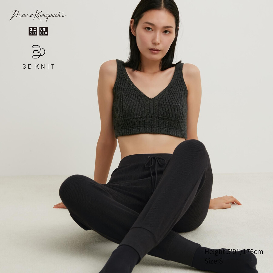suéteres de punto 3d acanalados sin costuras uniqlo para mujer gris oscuro