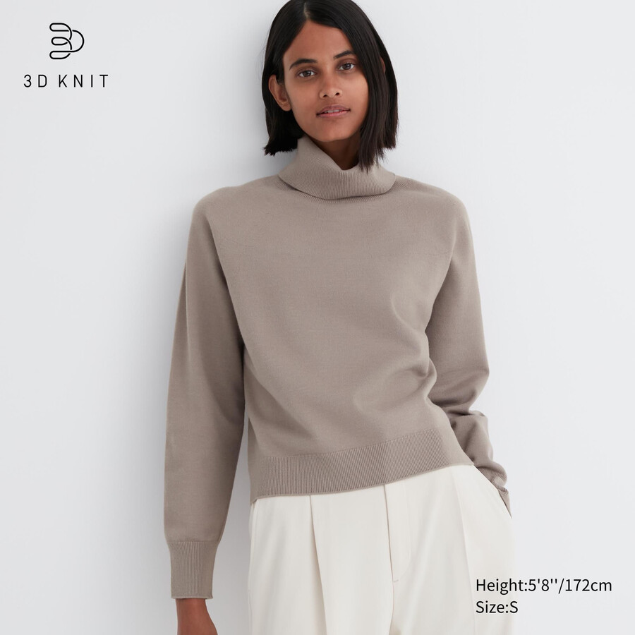jerséis uniqlo 3d knit seamless souffle yarn para mujer en beige