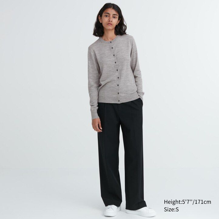 suéteres de cuello redondo uniqlo 100 merino extrafino para mujer color rojo