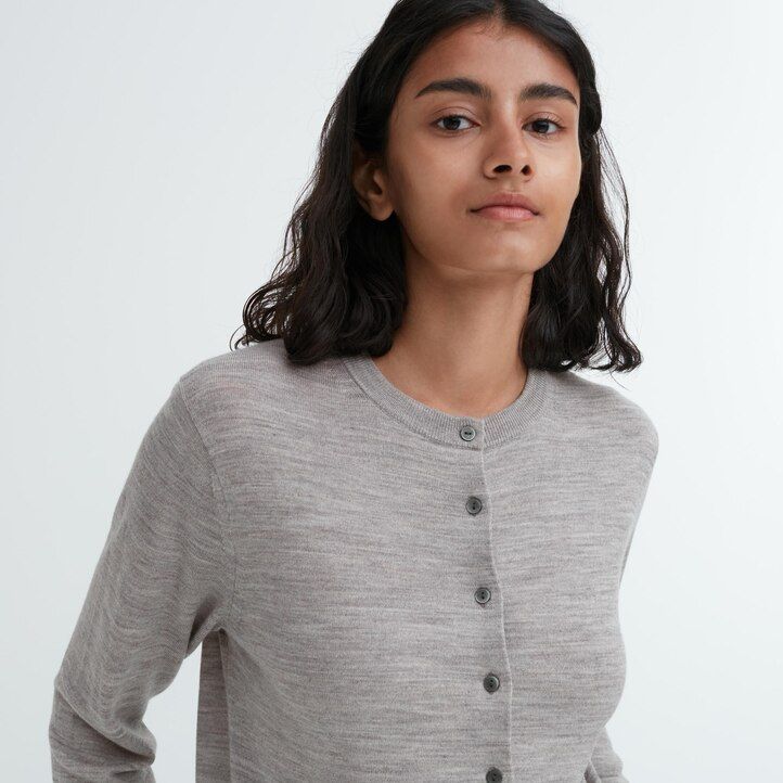 suéteres de cuello redondo uniqlo 100 merino extrafino para mujer color rojo