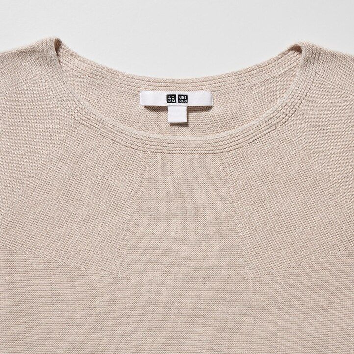 suéter uniqlo de punto 3d de algodón sin costuras con cuello redondo para mujer blanco