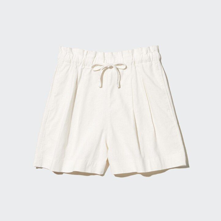 pantalones cortos de lino y algodón uniqlo para mujer en beige