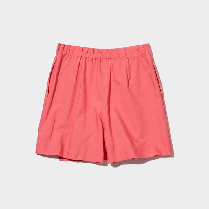 falda pantalón de mezcla de lino uniqlo rosa para mujer