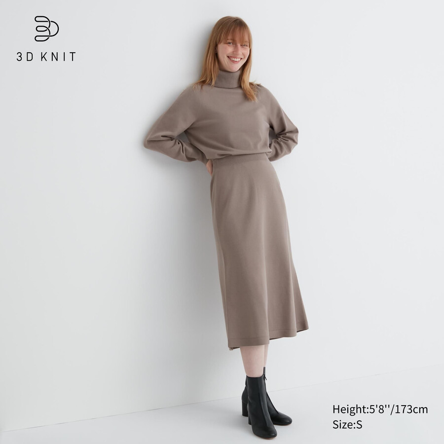 faldas uniqlo de punto 3d sin costuras para mujer color beige