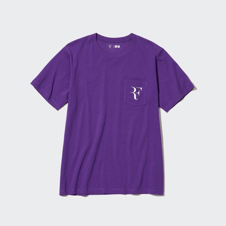 camisetas moradas con el logo roger federer rf de uniqlo para mujer