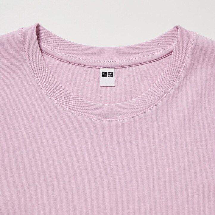camisetas cortas de manga corta uniqlo para mujer en color rosa
