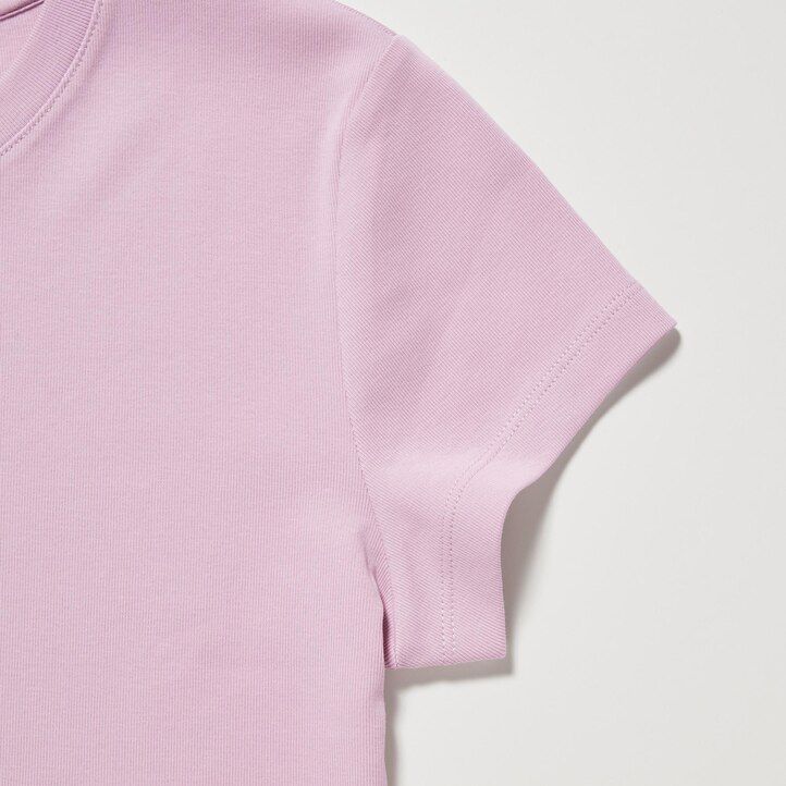 camisetas cortas de manga corta uniqlo para mujer en color rosa
