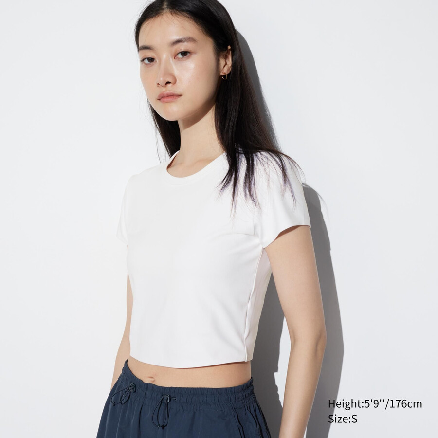 camiseta corta ultra suave uniqlo airism blanca para mujer