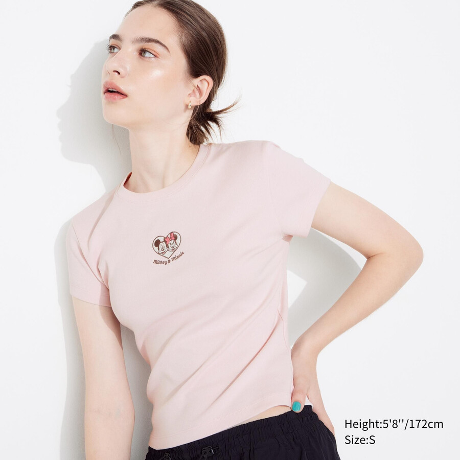 camisetas rosas con estampado disney mini ut para mujer de uniqlo
