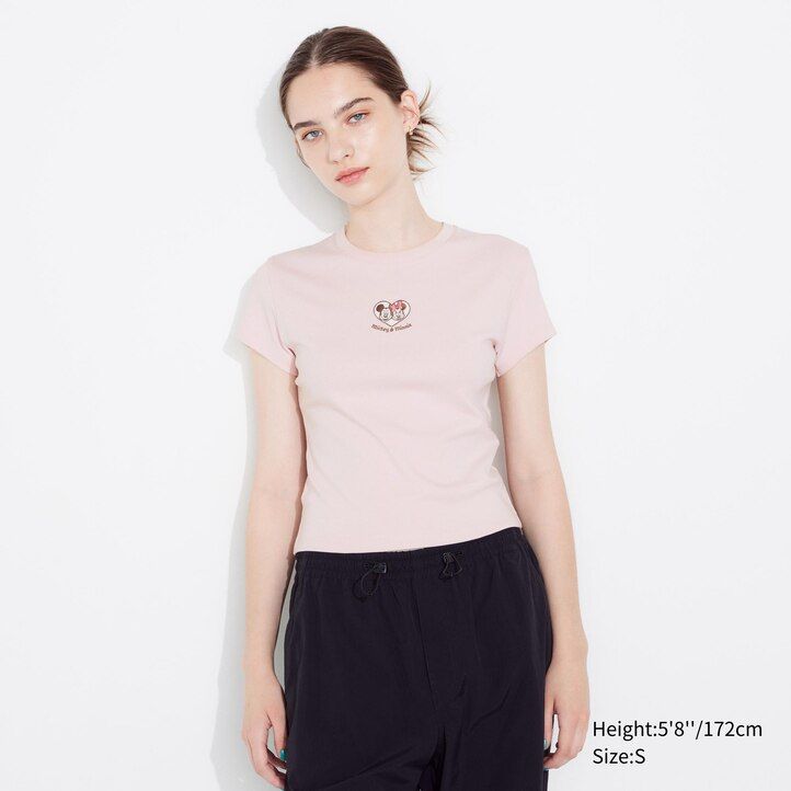 camisetas rosas con estampado disney mini ut para mujer de uniqlo