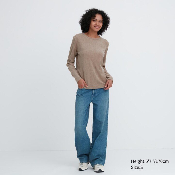 camiseta térmica de cuello redondo y manga corta uniqlo heattech para mujer color verde