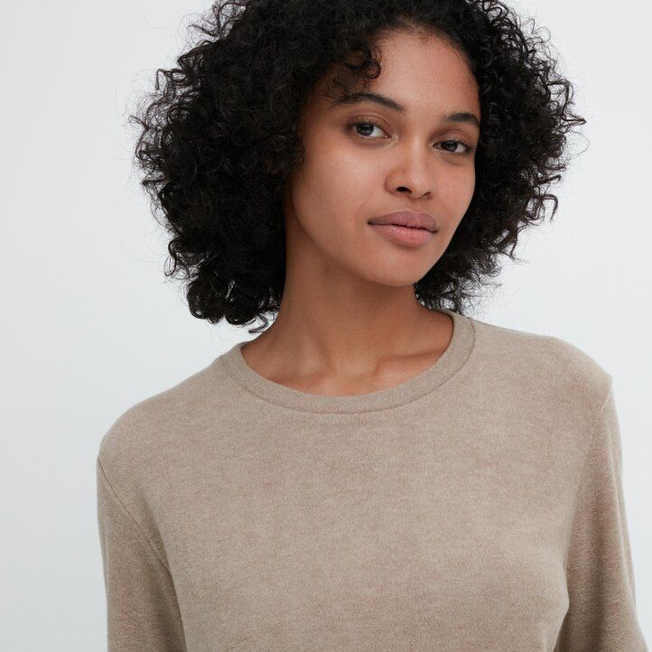 camiseta térmica de cuello redondo y manga corta uniqlo heattech para mujer color verde