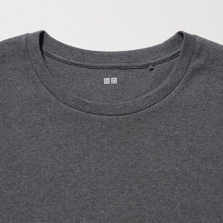 camisetas uniqlo de algodón liso elástico con cuello redondo y mangas para mujer color verde