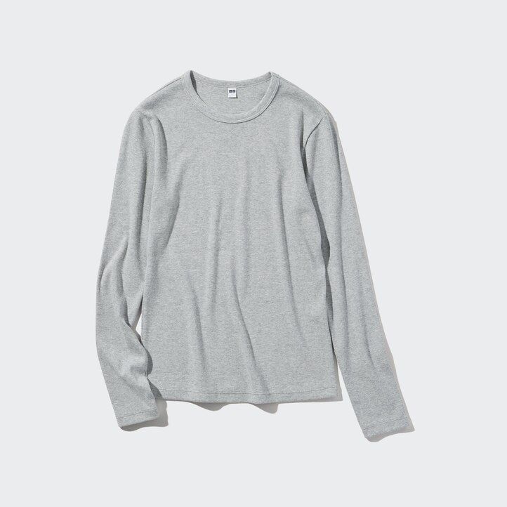 camisetas de mujer uniqlo verdes con cuello redondo manga corta y canalé suave