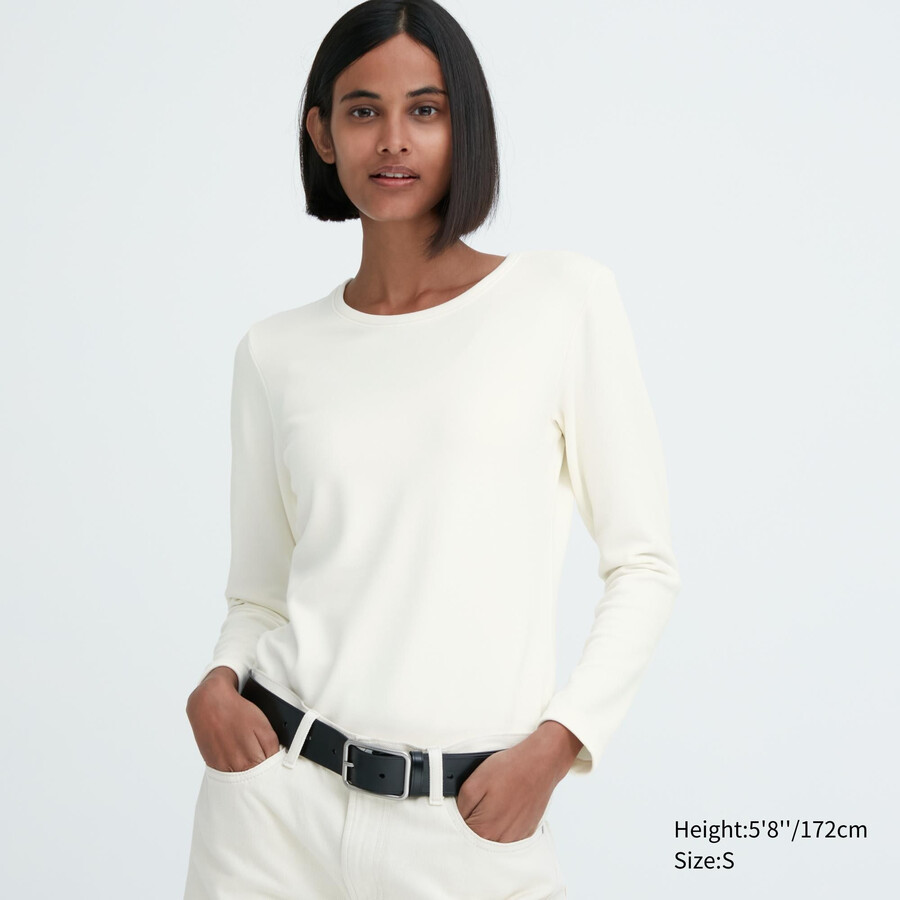 camisetas térmicas uniqlo heattech ultra warm con cuello redondo y mangas para mujer