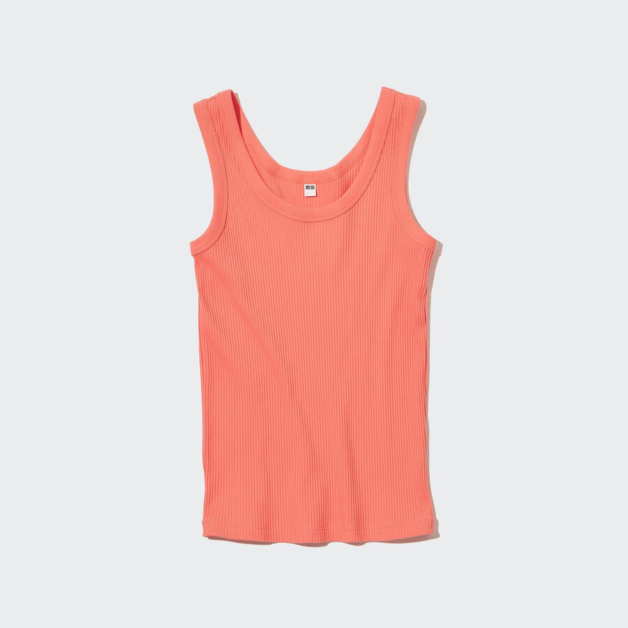 camisetas de tirantes acanaladas uniqlo para mujer color naranja