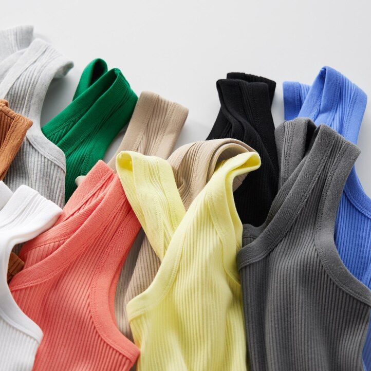 camisetas de tirantes acanaladas uniqlo para mujer color naranja