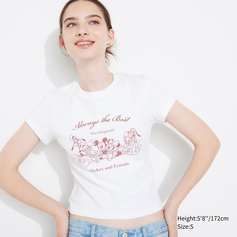 camisetas blancas con gráficos uniqlo disney collection mini ut para mujer