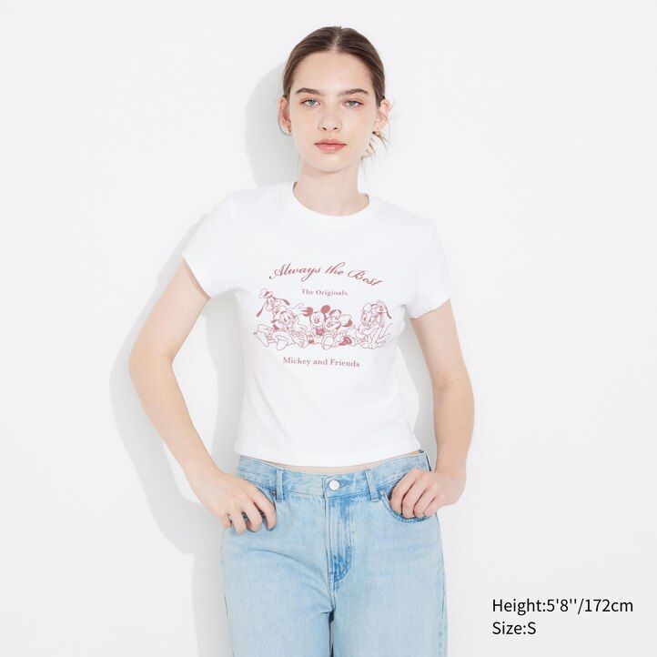 camisetas blancas con gráficos uniqlo disney collection mini ut para mujer