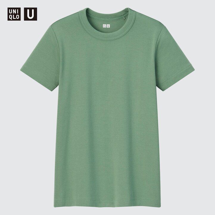 camisetas rosas de cuello redondo y manga corta uniqlo para mujer