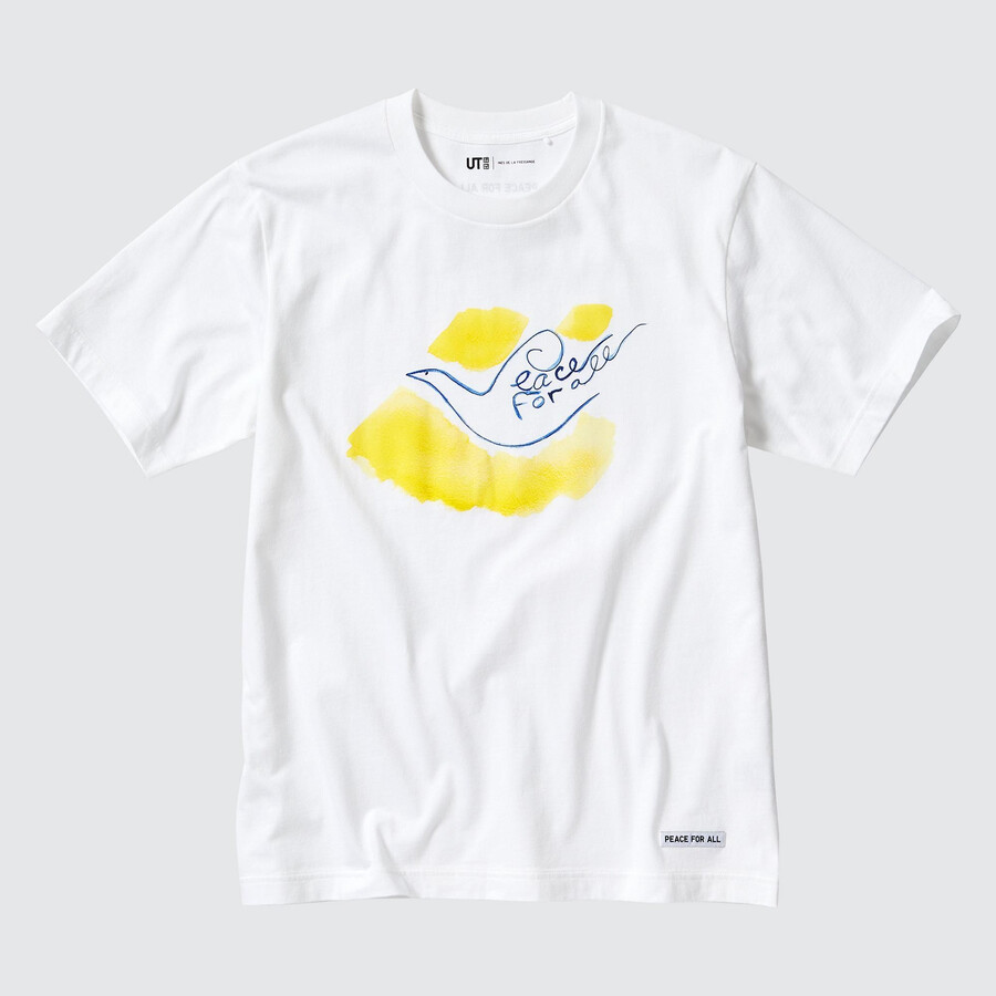 camisetas blancas uniqlo peace for all graphic ines de la fressange para mujer