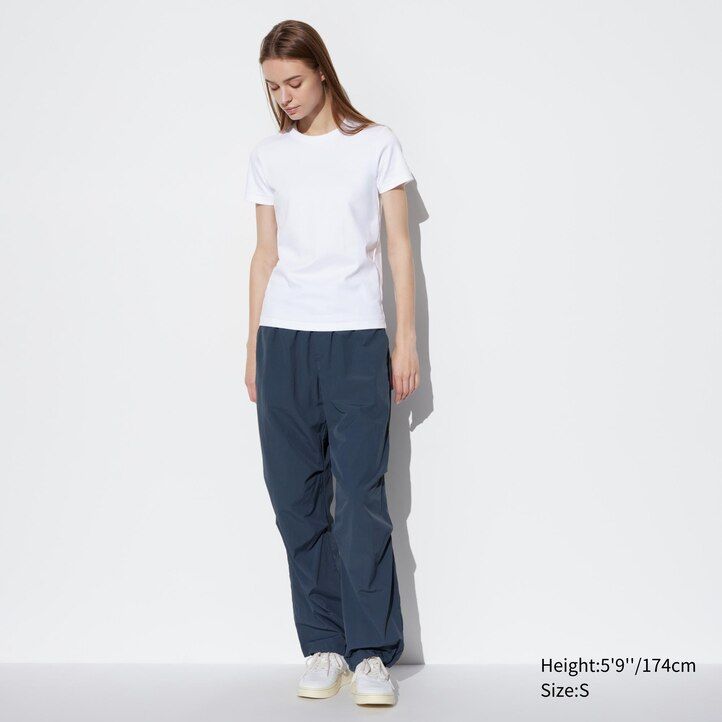 camisetas uniqlo de cuello redondo y manga corta para mujer color blanco
