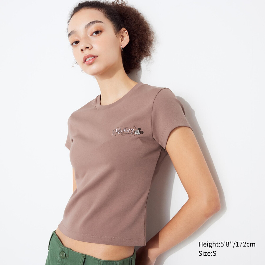 camisetas estampadas uniqlo disney collection mini ut para mujer color marrón