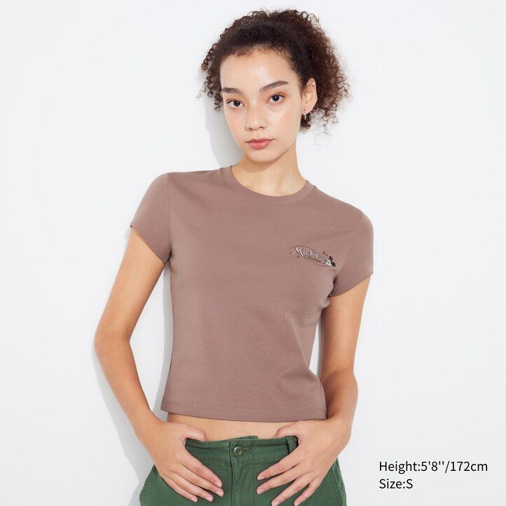 camisetas estampadas uniqlo disney collection mini ut para mujer color marrón