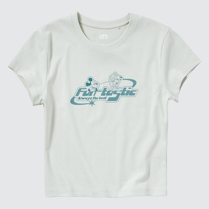 camisetas gráficas uniqlo disney collection mini ut para mujer color verde claro