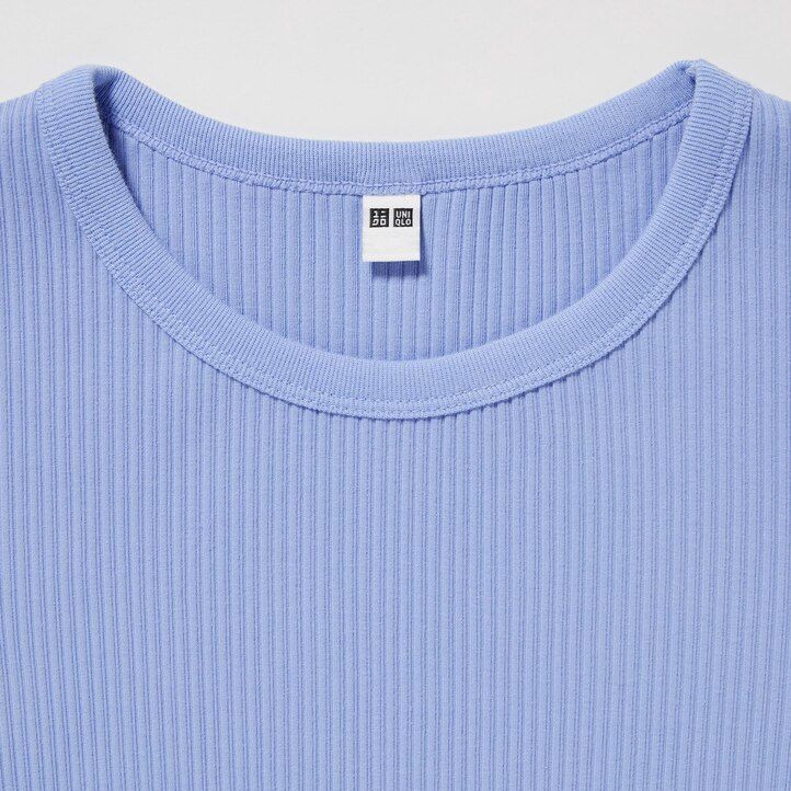 camisetas cortas de cuello redondo acanaladas rosas de uniqlo para mujer