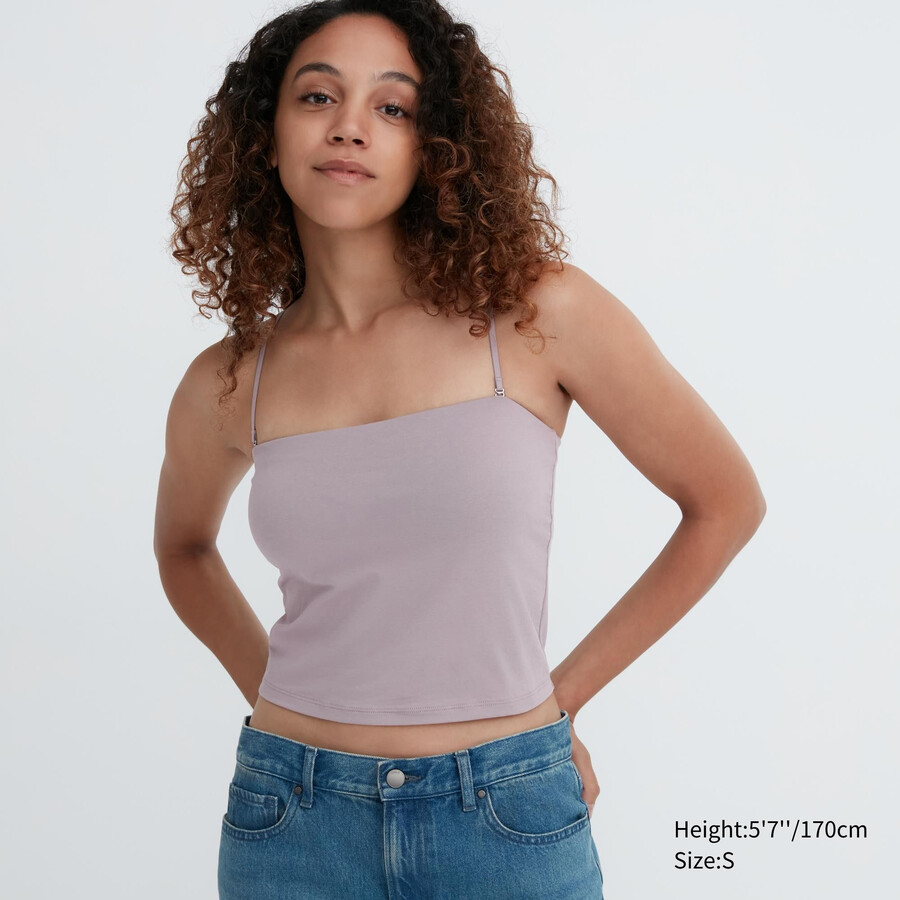camisetas de tubo cortas de algodón uniqlo airism para mujer en gris
